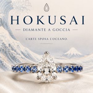 Anello solitario Hokusai diamante a goccia